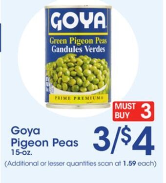 Price Rite Goya pigeon peas offer