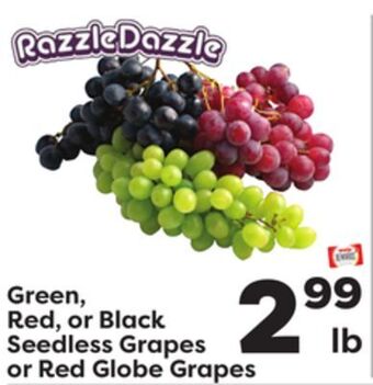 Weis Markets Green, red, or black seedless grapes or red globe grapes offer