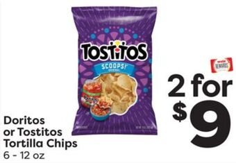 Weis Markets Doritos or tostitos tortilla chips offer