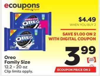 Weis Markets Oreo family size offer
