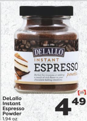 Weis Markets Delallo instant espresso powder offer