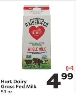 Weis Markets Hart dairy grass fed milk offer
