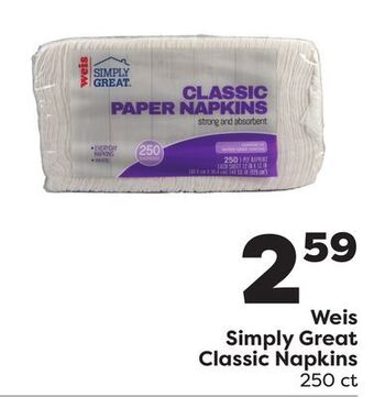 Weis Markets Weis simply great classic napkins offer