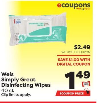 Weis Markets Weis simply great disinfecting wipes offer