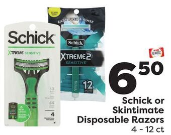 Weis Markets Schick or skintimate disposable razors offer