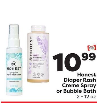 Weis Markets Honest diaper rash creme spray or bubble bath offer