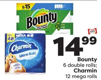 Weis Markets Bounty 6 double rolls charmin 12 mega rolls offer