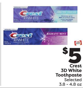 Weis Markets Crest 3d white toothpaste offer