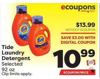 Weis Markets Tide laundry detergent offer