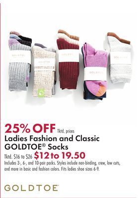 Boscov's Ladies fashion and classic goldtoe® socks offer