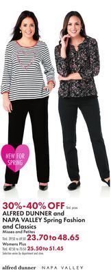Boscov's Alfred dunner and napa valley spring fashion and classics offer