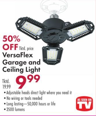 Boscov's Versaflex garage and ceiling light offer