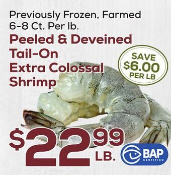 DeCicco & Sons Peeled & deveined tail-on extra colossal shrimp offer