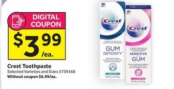Stop&Shop Crest toothpaste offer