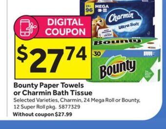 Stop&Shop Bounty paper towels or charmin bath tissue offer