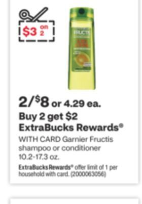 CVS Garnier fructis shampoo or conditioner 10.2-17.3 oz. offer