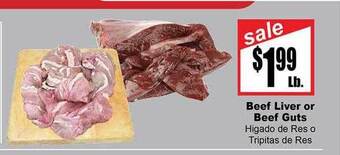 Rancho Markets Beef liver or beef guts offer