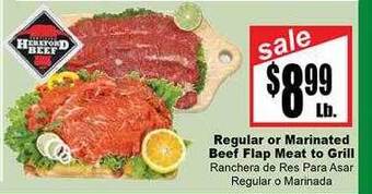 Rancho Markets Regular or marinated beef flap meat to grill offer