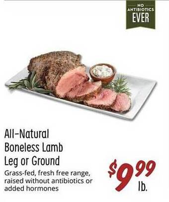 Sprouts Farmers Market All-natural boneless lamb leg or ground offer