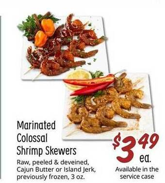 Sprouts Farmers Market Marinated colossal shrimp skewers offer