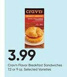 Stater Bros Crav'n flavor breakfast sandwiches offer