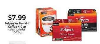 Fareway Folgers or dunkin' coffee k-cup offer