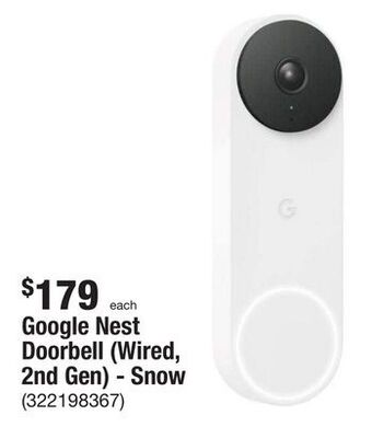 The Home Depot Google nest doorbell (wired, 2nd gen) - snow offer