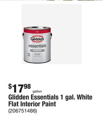 The Home Depot Glidden essentials 1 gal. white flat interior paint offer