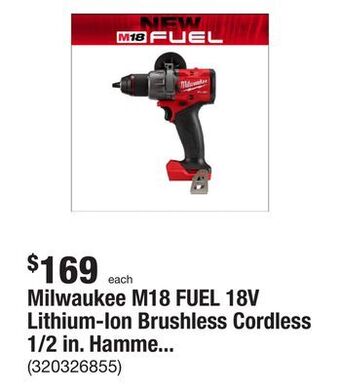 The Home Depot Milwaukee m18 fuel 18v lithium-ion brushless cordless 1/2 in. hammer drill/driver (tool-only) offer