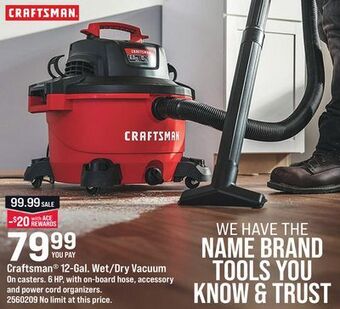 Ace Hardware Craftsman® 12-gal. wet/dry vacuum offer