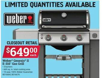 Ace Hardware Weber genesis ii e-310 gas grill offer