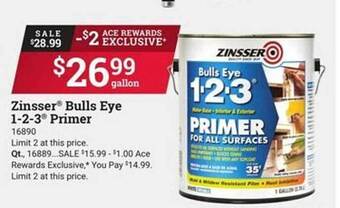 Ace Hardware Zinsser bulls eye 1-2-3 primer offer