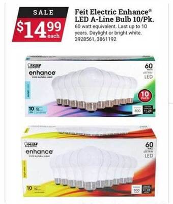 Ace Hardware Feit electric enhance led a-line bulb 10-pk offer