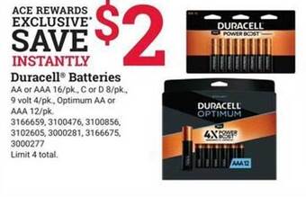 Ace Hardware Duracell batteries offer