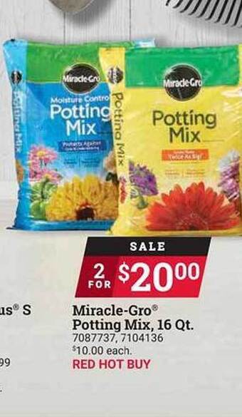 Ace Hardware Miracle-gro potting mix, 16 qt. offer