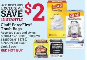 Ace Hardware Glad forceflex trach bags offer