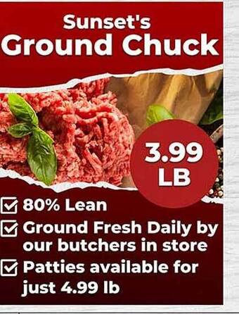 Sunset Foods Sunset's ground chuck offer