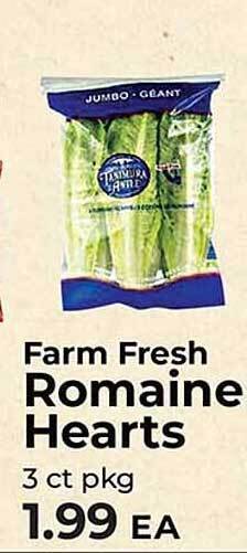 Sunset Foods Farm fresh romaine hearts offer