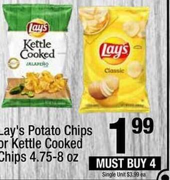 Super King Markets Lay's potato chips or kettle cooked chips offer