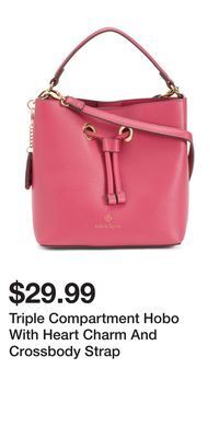 TJ Maxx Triple compartment hobo with heart charm and crossbody strap offer