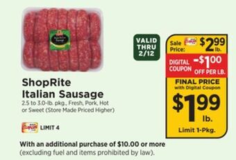 ShopRite Italian sausage offer