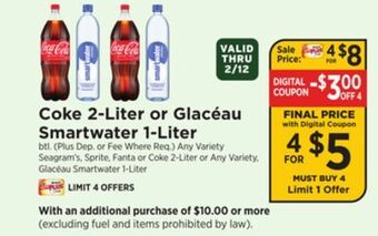 ShopRite Coke 2-liter or glacéau smartwater 1-liter offer
