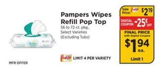 ShopRite Wipes refill pop top offer