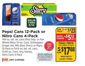 ShopRite Pepsi cans 12-pack or nitro cans 4-pack offer