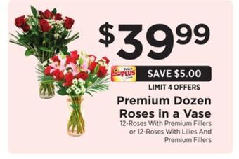 ShopRite Premium dozen roses in a vase offer