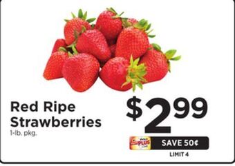 ShopRite Red ripe strawberries offer