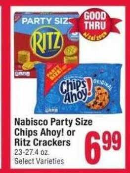 Jewel-Osco Nabisco party size chips ahoy! or ritz crackers offer