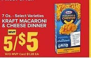 Food Lion Kraft macaroni & cheese dinner offer