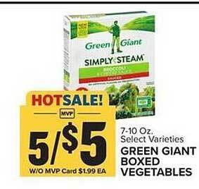 Food Lion Green giant boxed vegetables offer
