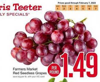 Harris Teeter Farmers market red seedless grapes offer